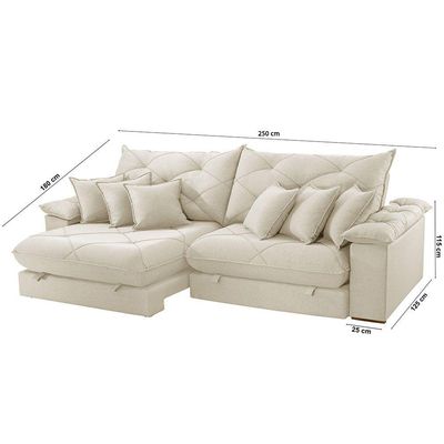 Sofá ágata Linho Dois Módulos De 100cm B25 Meu Sofá Online A302 Linho Branco