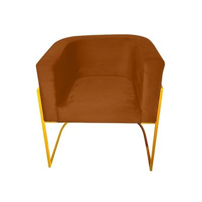 Kit 8 Cadeiras De Jantar Premium Base De Ferro Dourada Veludo Terracota Laranja