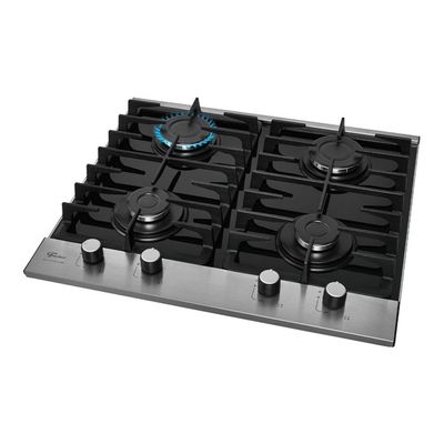 Cooktop A Gás Fischer 4 Bocas Platinium Com Trempe De Ferro Fundido Mesa Vidro Bivolt