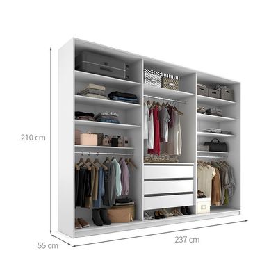 Guarda-Roupa Closet Monreale 100 % MDF 3 GV Branco 237 cm