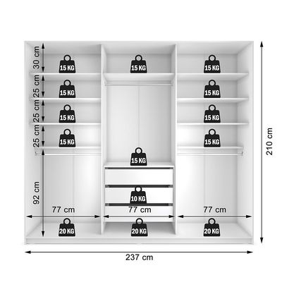 Guarda-Roupa Closet Monreale 100 % MDF 3 GV Branco 237 cm
