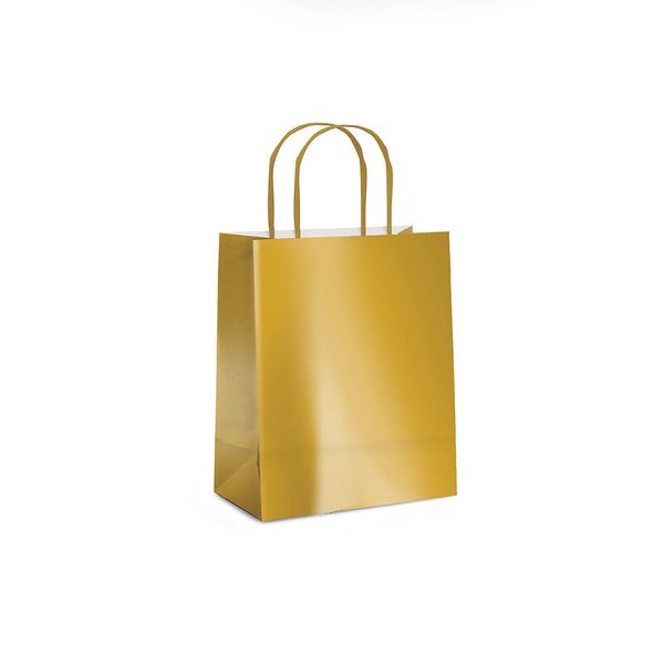 Sacola Laminada Metalizada Cromus Dourada 21,5cmx15cmx8cm