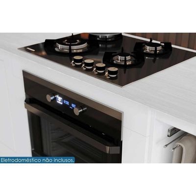Gabinete De Cozinha Modulado Balcão Com Tampo Americana Para Forno De Embutir E Cooktop 80cm Branco