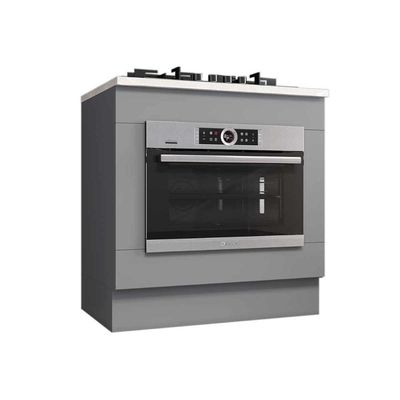 Gabinete De Cozinha Modulado Balcão Com Tampo Americana Para Forno De Embutir E Cooktop 80cm Branco