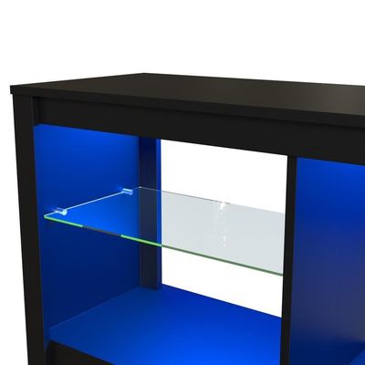 Rack Com Led 02 Prateleiras Em Vidro 136cm Preto Proddy Preto