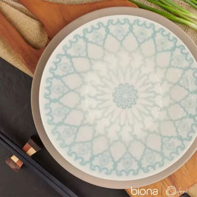 Prato Raso de Cerâmica Estampa Donna Mandala 24cm 6 Unidades - Biona 091079