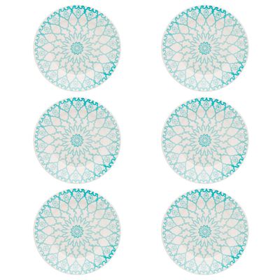 Prato Raso de Cerâmica Estampa Donna Mandala 24cm 6 Unidades - Biona 091079