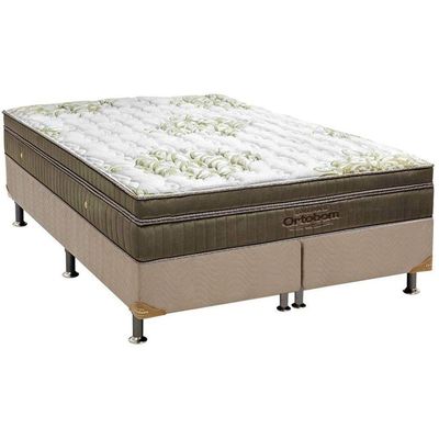 Cama Box King: Colchão Molas Superpocket Ensacadas Ortobom Gold Ultragel + Box Nobuck Clean (193x203)