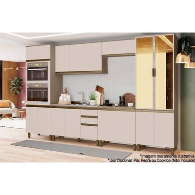 Cozinha Modulada Connect 7 Peças 2 Aéreos + 2 Balcões+ 2 Paneleiros + 1 Complemento C5p96 Duna Cristal2 Aéreos + 1 Balcão + 1 Complemento