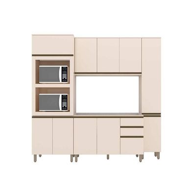 Cozinha Modulada Connect 4 Peças 1 Aéreo + Balcão + 2 Paneleiros C6p19 Duna Cristal2 Aéreos + 1 Balcão + 1 Complemento