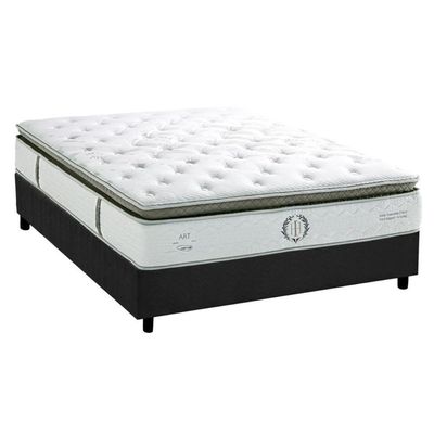 Cama Box Casal: Colchão Molas Ensacadas Herval Imperatore Gold C1655 + Base Crc Suede Gray (138x188x34)