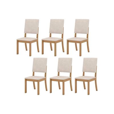 Kit 6 Cadeiras Sala Jantar Milla 6 Un Nature Suede Light Linho