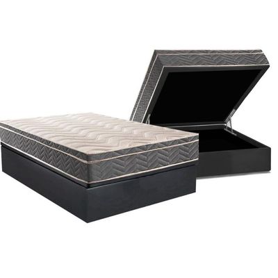 Cama Box Baú Casal: Colchão Espuma D45 Paropas Conforto Mega Firme + Base Crc Suede Gray (138x188)