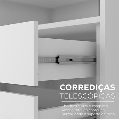 Guarda-Roupa Casal com 1 Espelho Zemartt 100% MDF 3 PT 3 GV Cinza