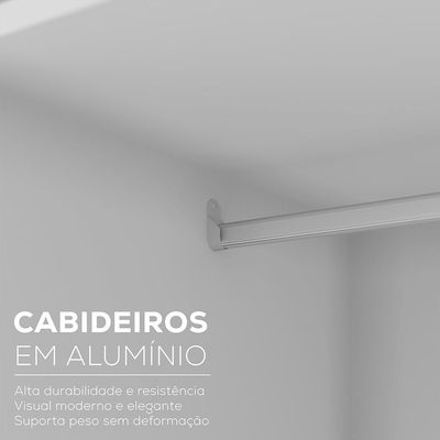 Guarda-Roupa Casal com 1 Espelho Zemartt 100% MDF 3 PT 3 GV Cinza