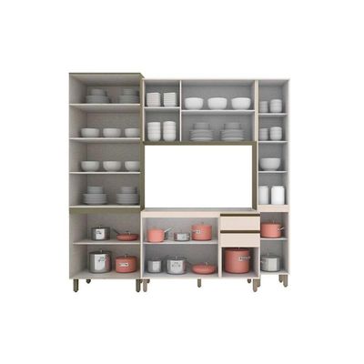 Cozinha Modulada Connect 4 Peças 1 Aéreo + Balcão + 2 Paneleiros C5p97 Duna2 Aéreos + 1 Balcão + 1 Complemento