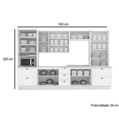 Cozinha Completa 7 Peças Americana 2 Aéreos 2 Balcões 2 Paneleiros 1 Complemento C5p66 Branco