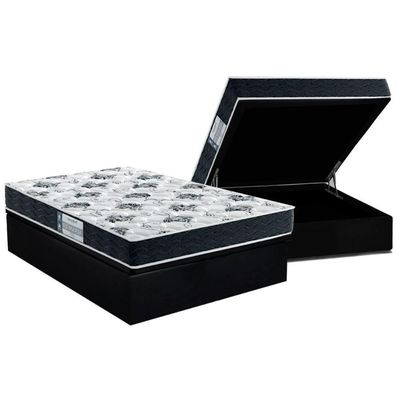 Conjunto Box Baú Casal: Colchão Espuma Probel D28 Prodormir Advanced Black + Base Crc Suede Black (138x188)