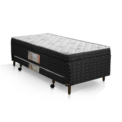 Colchão Solteiro Elite 3em1 Colchão Espuma D28 + Baú Profudidade 17 Cm + Cama Auxiliar 88x58x188 - Preto