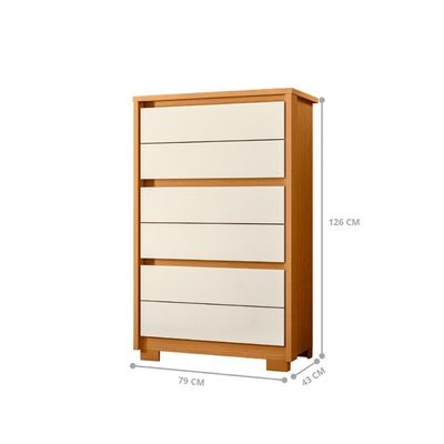 Comoda 6 Gavetas Nova Zelandia Cinamomo Off White