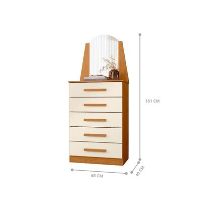 Comoda 1 Espelho Gavetas Elite Cinamomo Off White