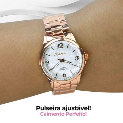 Relogio Feminino Banhado Rose Qualidade Premium + Pulseira