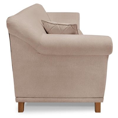 Poltrona Decorativa Retro Polo Com Almofada Linho Areia Ezz Areia