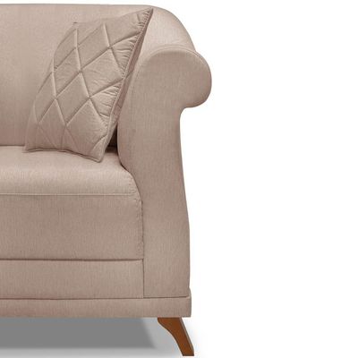 Poltrona Decorativa Retro Polo Com Almofada Linho Areia Ezz Areia