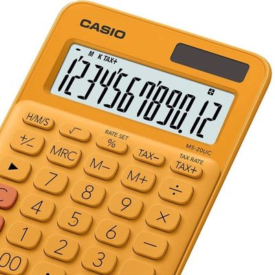Calculadora De Mesa Casio Ms20uc 12 Dígitos Laranja