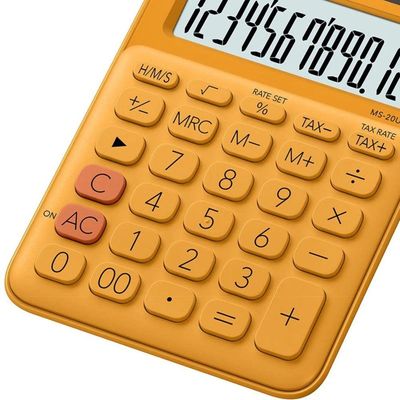 Calculadora De Mesa Casio Ms20uc 12 Dígitos Laranja