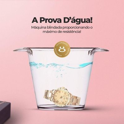 Relogio Feminino Prova Dagua Dourado Relogio Aço Strass
