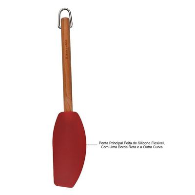 Espátula Batedora Silicone Cabo De Madeira Luxo Kitchenaid