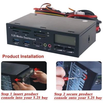 5.25 Usb 3.0 E-Sata Tudo-Em-1 Pc Media Dashboard