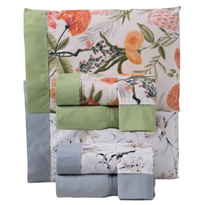 Combo 2 Jogo de Cama Lençol Queen California 4 Peças - Verde - Cinza