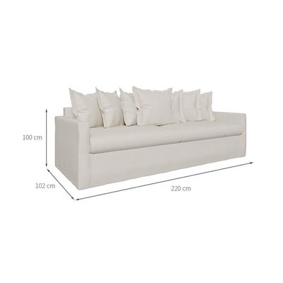 Sofá 3 Lugares Enseada Linho Marfim 220 cm