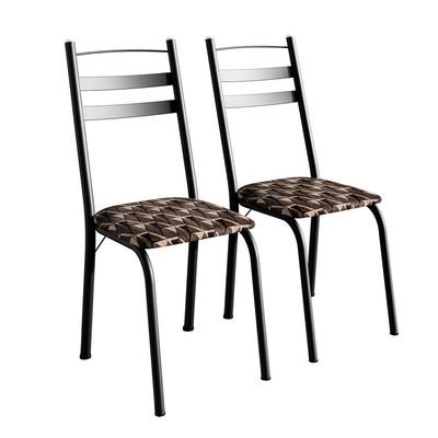 Conjunto com 2 Cadeiras Peters Revestimento Sintético Palha e Preto