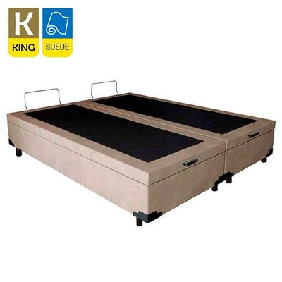 Cama Box Baú King Bipartido Suede Sereneprime Bege 192x203x44