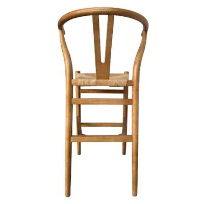 Banqueta Valentina Wishbone Rivatti Em Madeira Clara De Olmo Com Assento Tramado Em Corda Natural