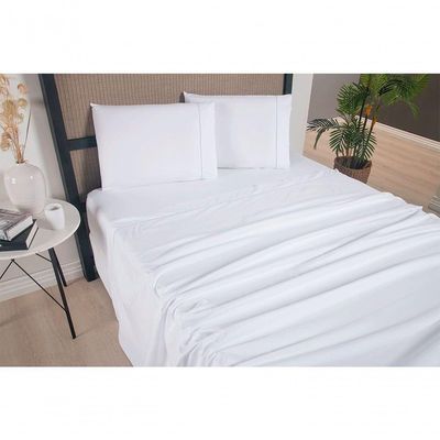 Jogo De Lençol Versatile Ponto Palito Completo 4 Peças King Micropercal branco