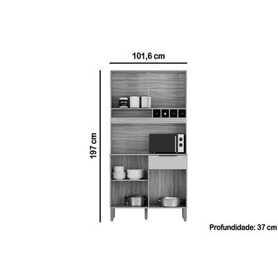 Cozinha Compacta Kit Moscato Com 4 Portas E 1 Gaveta 197x101cm Amendoa Grafite Ronipa