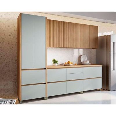 Cozinha Modulada Completa Rainha Gourmet 5 Peças 2 Aéreos + 2 Balcões + 1 Paneleiro C5p33 Nature Verde