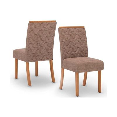 Conjunto Mesa Sala Jantar Lins Com Tampo Madeirado Reto 160x90cm E 6 Cadeiras Esther Nature Linho Cacao Henn