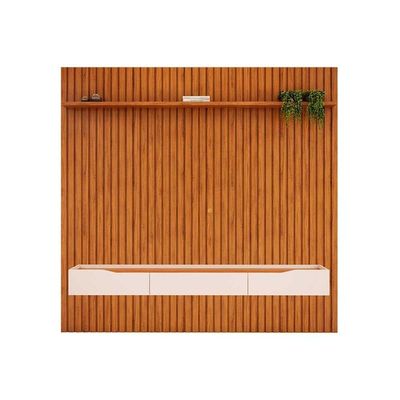 Estante P/ Sala Até 85 Pol Pratic Ripado C/ 3 Gavetas 250x240cm Cedro/bali - Dj Móveis