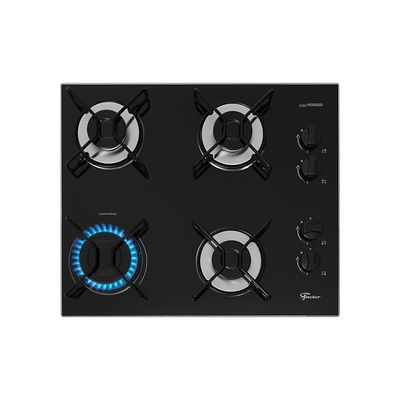 Cooktop a Gás 4 Bocas Fischer Fit Line Trempe Esmaltada Aramado 36350-102675 Preto / Bivolt