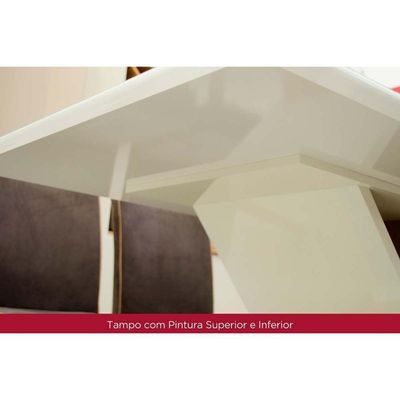 Mesa Para Cozinha Vértice Sc88 Com Tampo Madeirado Com Vidro Curvo 180x90cm Nature Off White Henn