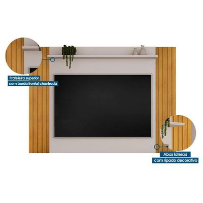 Rack Bancada C/ Painel P/ Tv Até 50 Pol Trend Ripado Extensível 108x136cm Cedro/bali - Dj Móveis