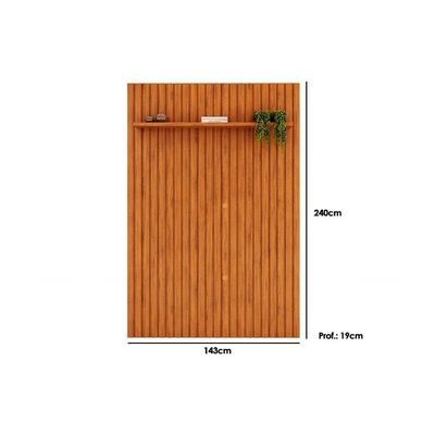 Rack Bancada C/ Painel P/ Tv Até 55 Pol Pratic Ripado 1 Prateleira 143x240cm Cedro - Dj Móveis