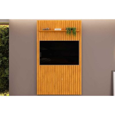 Rack Bancada C/ Painel P/ Tv Até 55 Pol Pratic Ripado 1 Prateleira 143x240cm Cedro - Dj Móveis