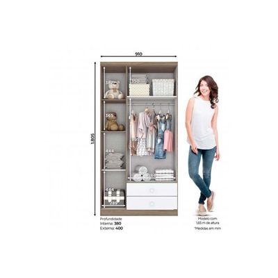 Quarto De Bebê Completo Bala De Menta 2 Peças (1 Guarda Roupa + 1 Cômoda) Qi93 Branco - Henn