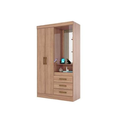 Guarda Roupa Casal 2 Portas E 3 Gavetas C- 1 Espelho Briz B64 Branco - Henn
